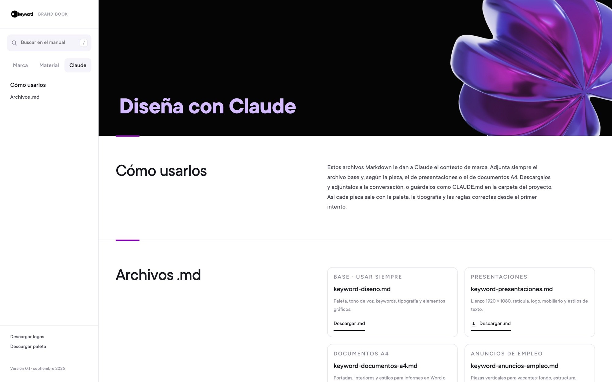 Design with Claude section of the brand book