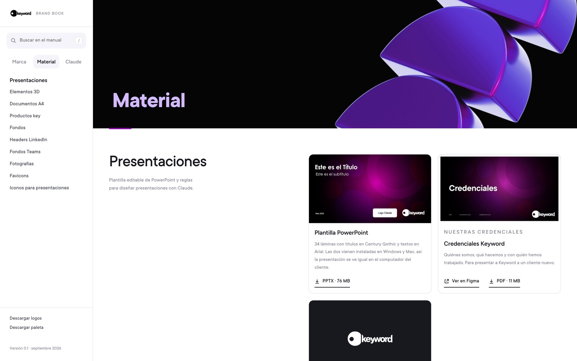 Material section of the brand book