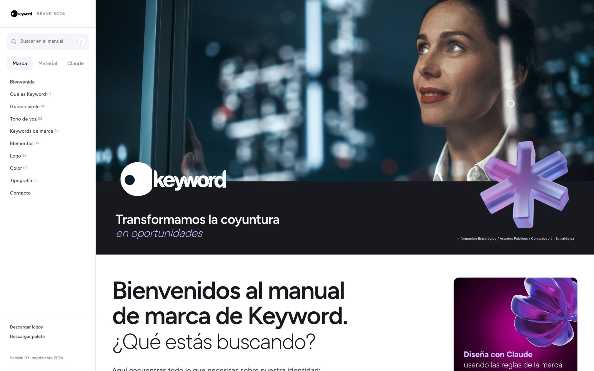 Home of the Keyword brand book website